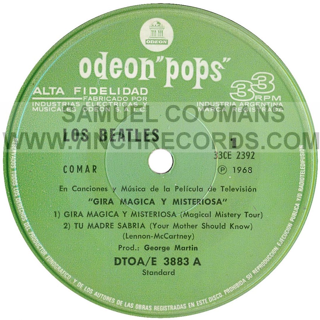 Label Aside of disc 1